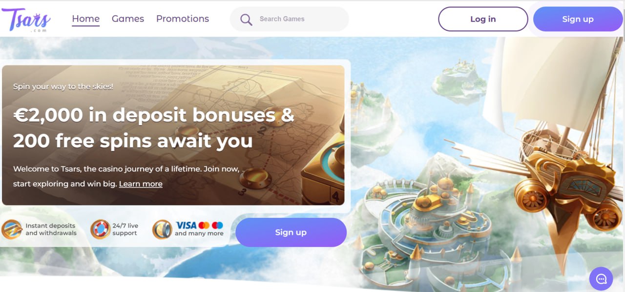 Tsars Casino interface